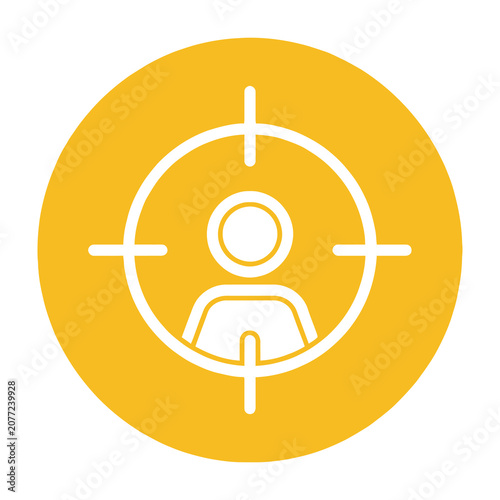 Targeted person icon in yellow circle symbolizing focus on individual