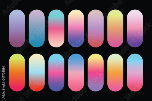 Vibrant colorful smooth gradient palette collection set for UI UX design