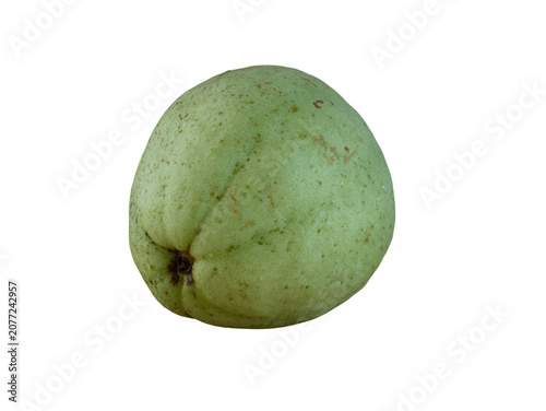 Fresh green apple guava closeup on an isolated background