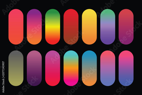 Vibrant colorful smooth gradient palette collection set for UI UX design