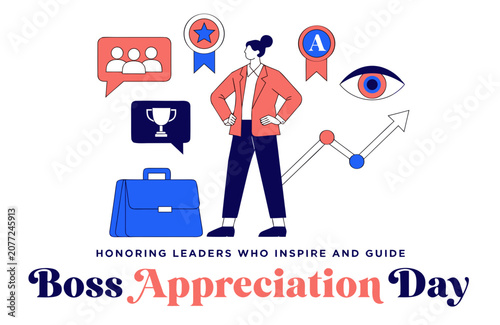 Boss Appreciation Day, inspirational leader icons, business recognition symbols, motivational graphics