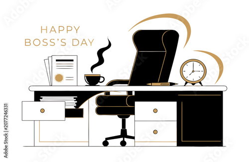 Boss's Day, office desk, business workspace, Happy Boss's Day