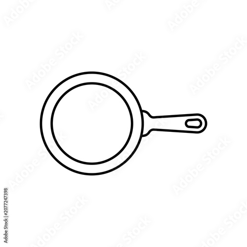 Simple line drawing of frying pan kitchenware cooking utensil icon