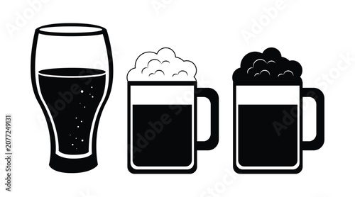 Photos Beer Mug Icon Set – Frothy Beer Glass, Pub Drink, Brewery Beverage, Cheers Mug,