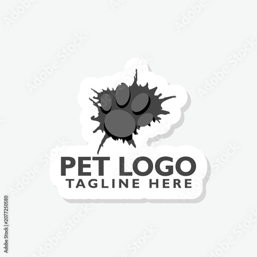 Pet logo sticker isolated on gray background