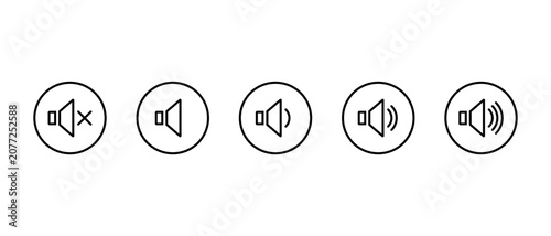 Foto Speaker volume outline icon in circular line