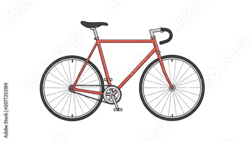 Tableau sur toile A sleek red bicycle with black handlebars and seat is shown.