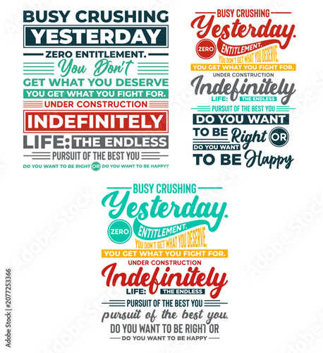 Colorful Motivational Typography Quote Vector Design Collection