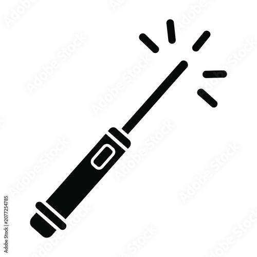 Foto Sparkling lighter icon with fire and light