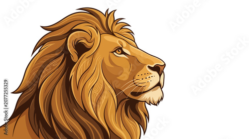 Slika na platnu A majestic lion's head illustration showcases its regal mane and intense gaze in