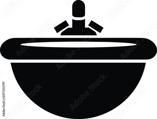 Bild auf Leinwand Silhouette vector of a classic bathroom sink basin interior design