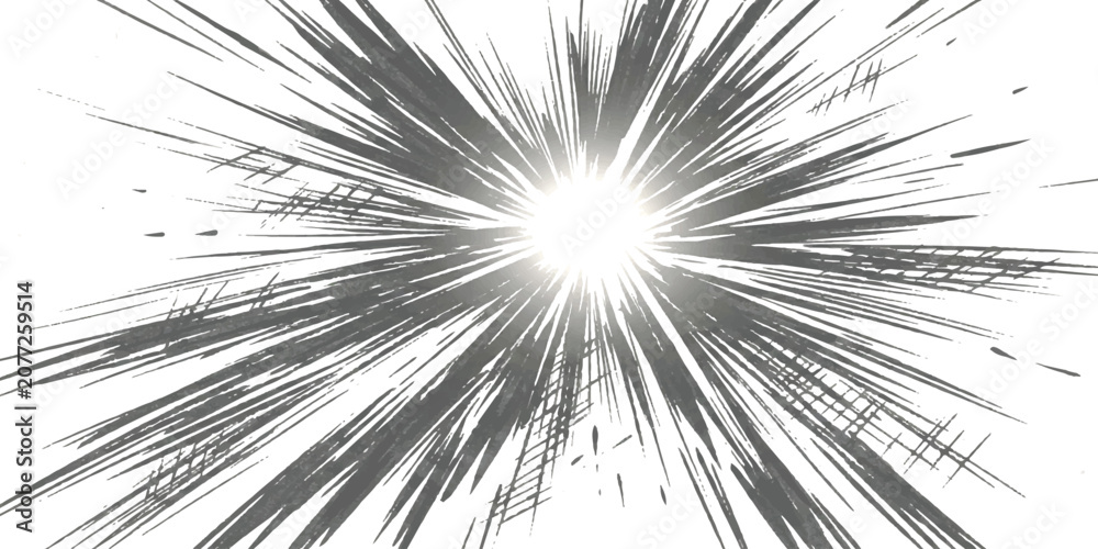 Fototapeta premium Abstract comic book speed lines explosion effect with dark ink strokes