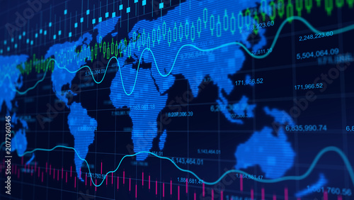 Global financial stock market trading chart with abstract upward growth index analysis for corporate investment and strategic wealth planning