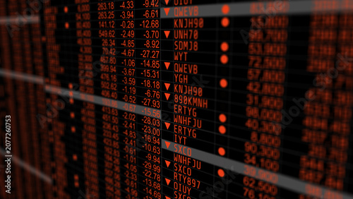Fotografie Stock market price red board chart showing economic crisis of world stock price