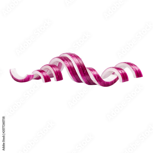 Fresh Curled Red Onion Peel Strip Isolated on Transparent Background PNG