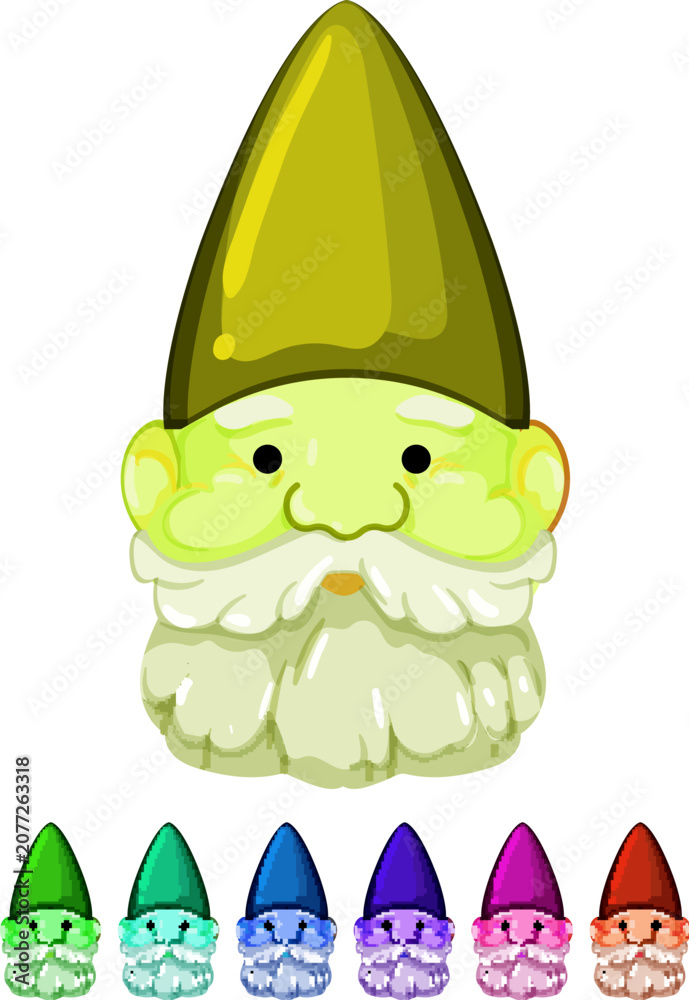 Obraz premium fantasy garden gnome cartoon. fantasy garden gnome sign colorful illustration