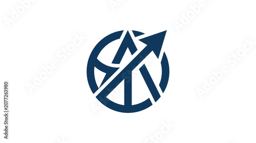 Canvas Print Arrow Moving Upward in Circle Graphic.
