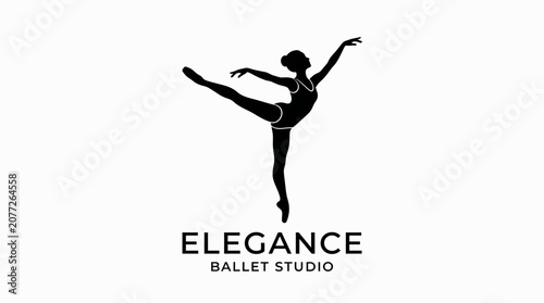 Ballet Dancer in Elegant Pose Silhouette.