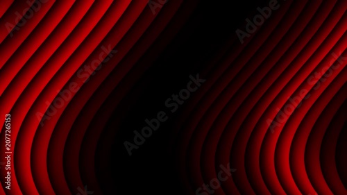 Red Wavy Curved Lines Dark Abstract Animated Background With Copy Space
