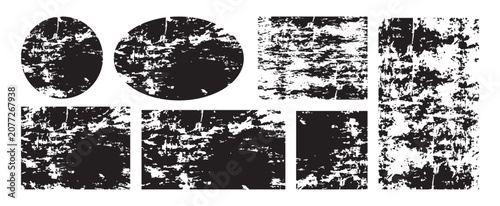 Set of grunge textures, rectangle frame, circle and oval. Text boxes and frames with grungy organic textures. Abstract Brush stroke for Banner, Grungy Paintbrush Rectangle Stamp, Graphic Element. 