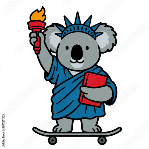 Photography Koala in Statue of Liberty costume.