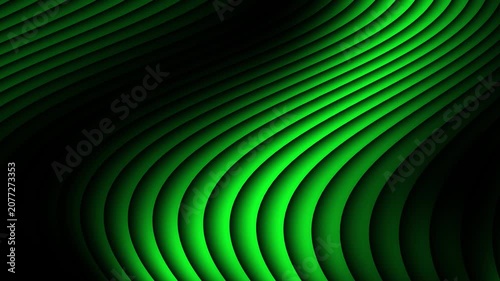 Green Wavy Curved Lines Dark Abstract Animated Background Motion Loop