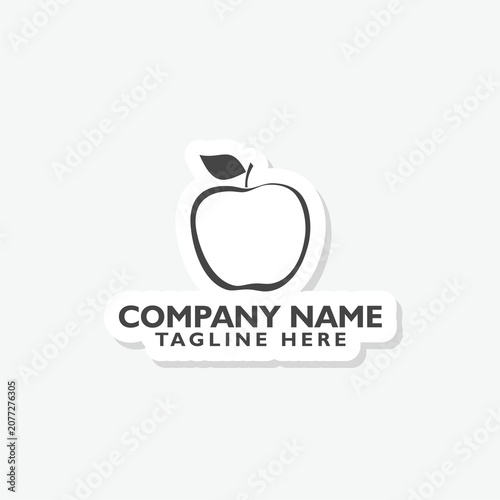Apple food logo sticker isolated on gray background