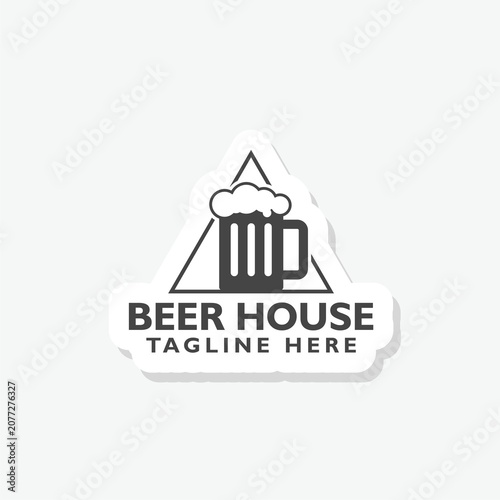 Beer house logo sticker isolated on gray background