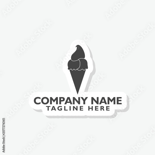 Ice cream logo sticker isolated on gray background