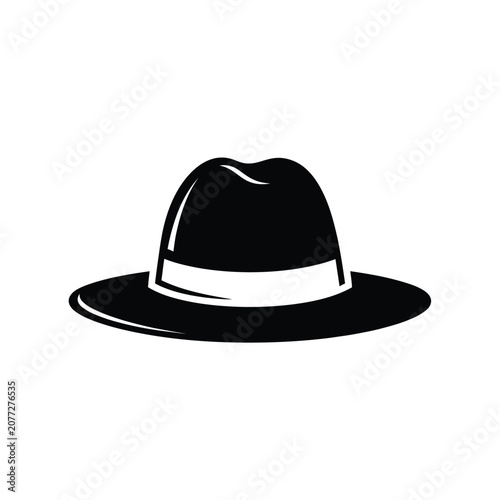 Bild auf Leinwand Black fedora hat with white band.