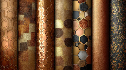 Copper foil patterns metallic vector textures for digital design backgrounds creative illustration overlays decorative graphic compositions artistic visual textures luxury design elements