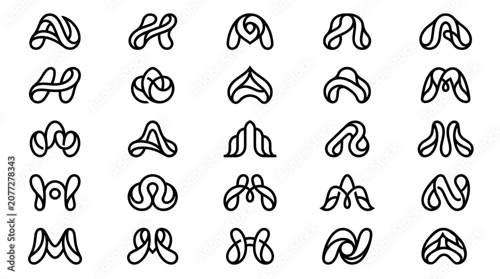 Fototapeta premium Collection of Abstract Letter A Logos Minimalist Design.
