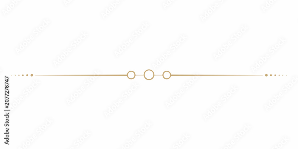 Fototapeta premium Golden Line with Circles on White Background