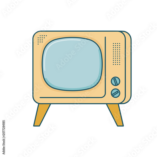 Vintage CRT Television Flat Vector Illustration