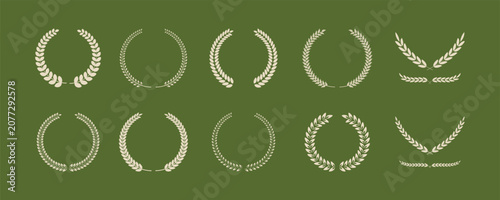 Tableau sur toile Elegant laurel wreath and olive branch vector set