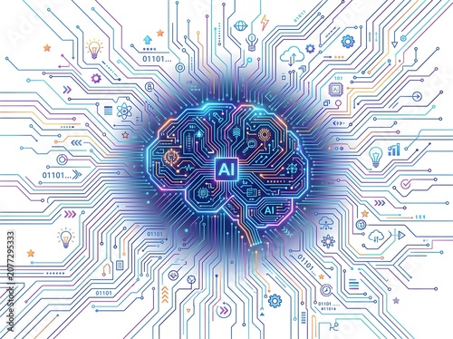 Artificial Intelligence Brain Circuit Board.