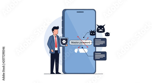 Tableau sur toile Cybersecurity professional defending smartphone password from hackers