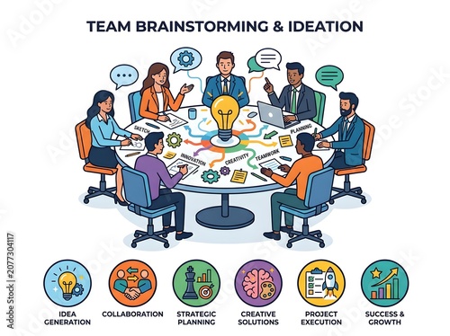 Business people brainstorming and planning.