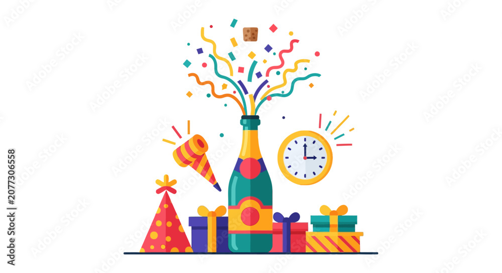 Naklejka premium Colorful Celebration Party Gift Boxes.