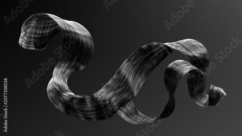 Abstract Black and White Swirling Ribbon Texture.