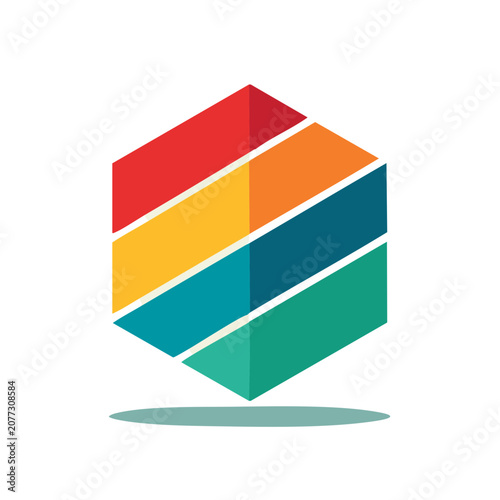 Colorful 3D Hexagon Geometric Shape Vector