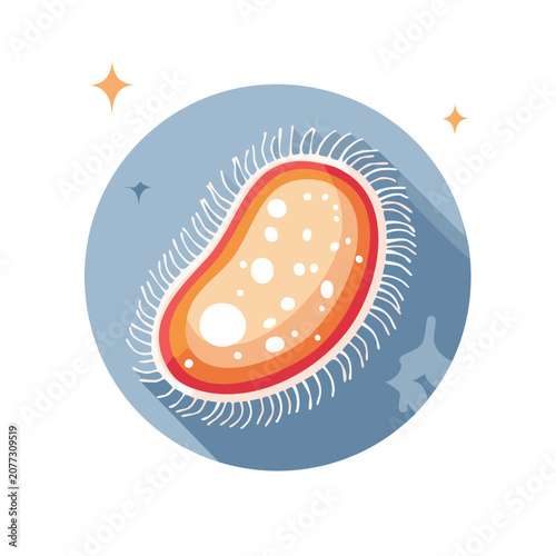 Flat vector illustration of an amoeba with cilia
