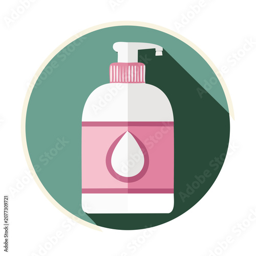Pink liquid soap dispenser flat icon