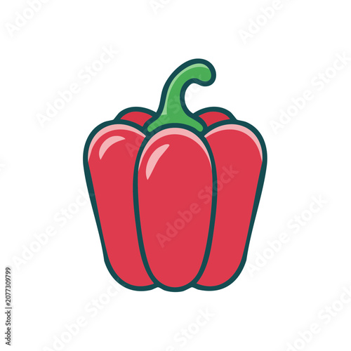 Red Bell Pepper Flat Vector Illustration