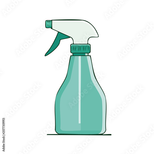 Teal spray bottle with trigger nozzle vector illustration
