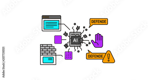 Photos Artificial intelligence security and defensive systems concept