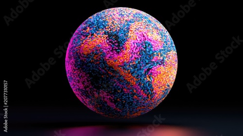 Vibrant Abstract Sphere with Cosmic Texture and Neon Glow.