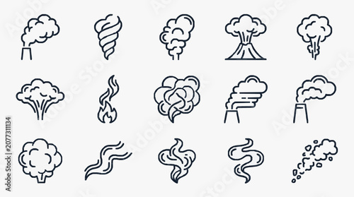 Dynamic Black and White Line Set of Various Weather Nature and Phenomena Symbols with high quality professional line art symbols for modern creative design and digital branding projects