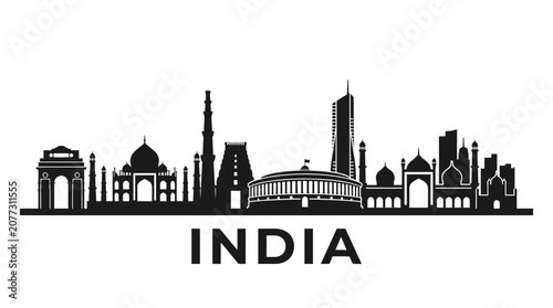 India Skyline Silhouette - Iconic Landmarks