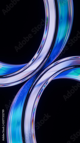 Glass Tubes Abstract Blue Purple Dispersion Light 3D Render